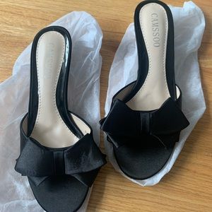 Camssoo black kitten heel